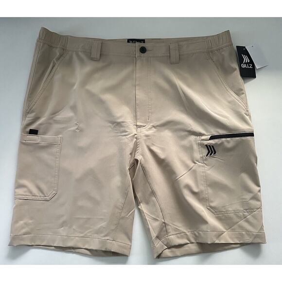 NEW Gillz Shorts Men Khaki Cargo Fishing Shorts Zip Pockets Size XXL 40x9.5 NWT - Picture 1 of 6